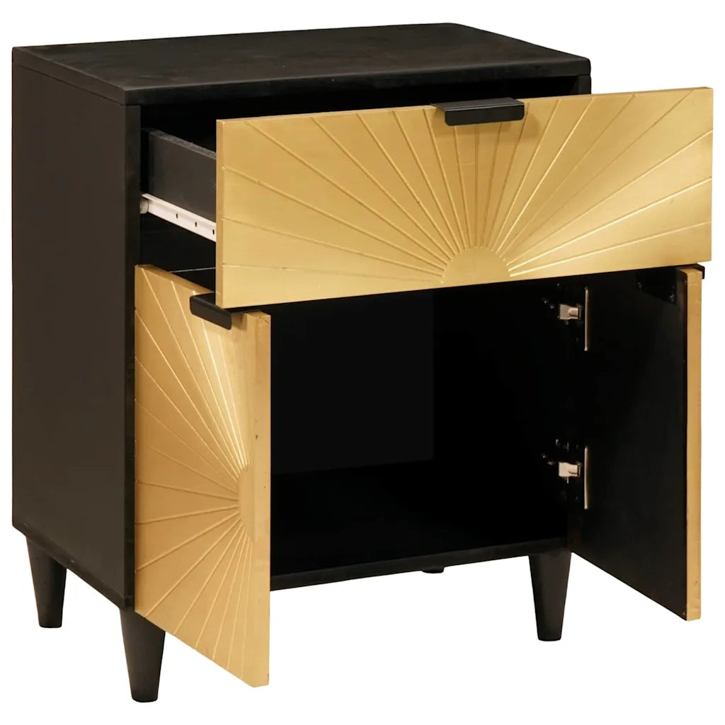 Comodino Nero e Oro 50 x 33 x 60 cm Legno ingegnerizzato 4017839