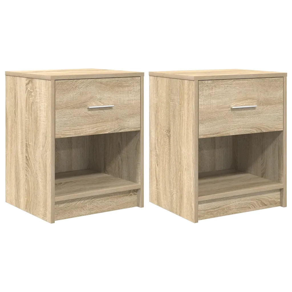 Comodini 2 pz con Cassetto Rovere Sonoma 40x34x50 cm