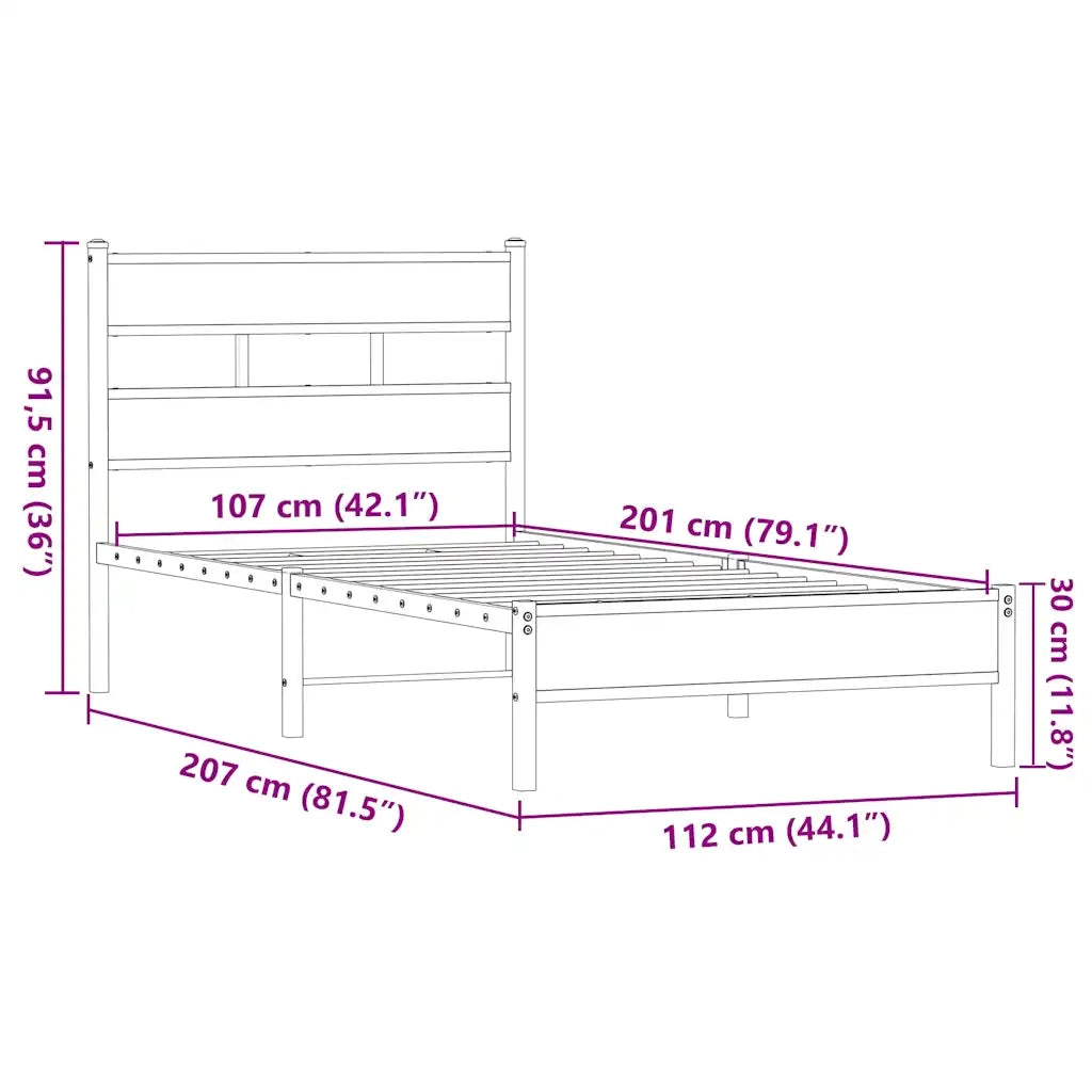 vidaXL Giroletto senza Materasso Rovere Marrone 107x200 cm Truciolato