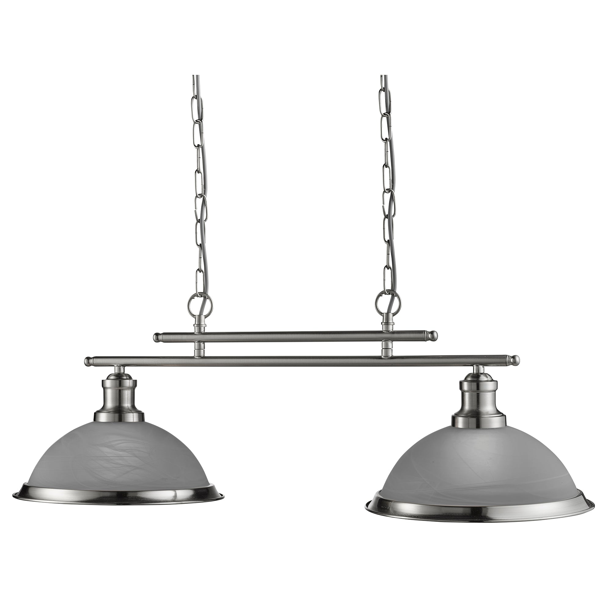 Lampadario Contemporaneo Bistro Acciaio Argento Vetro 2 Luci E27