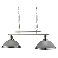 Lampadario Contemporaneo Bistro Acciaio Argento Vetro 2 Luci E27