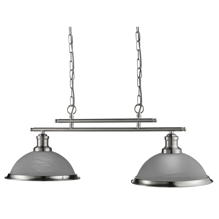 Lampadario Contemporaneo Bistro Acciaio Argento Vetro 2 Luci E27