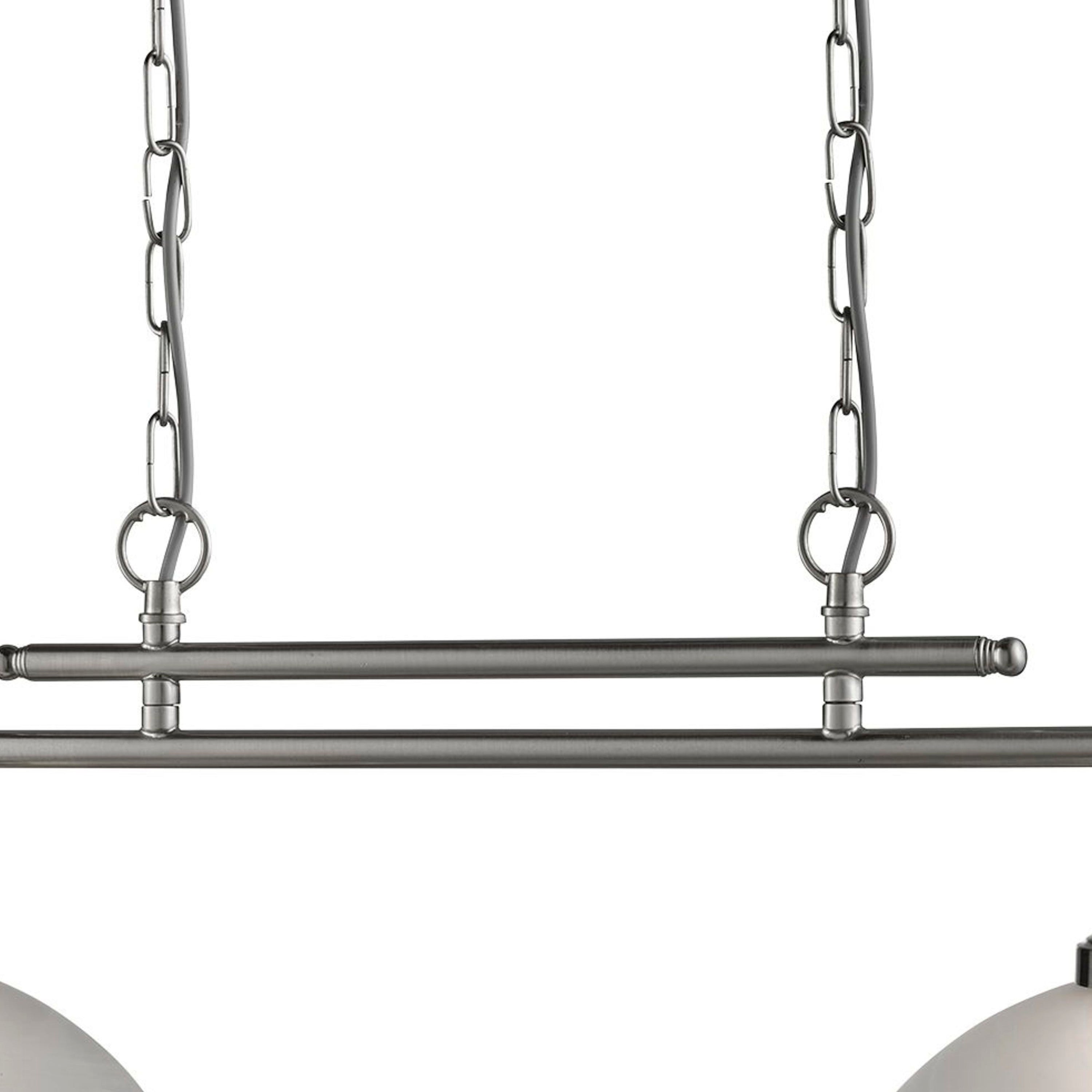 Lampadario Contemporaneo Bistro Acciaio Argento Vetro 2 Luci E27