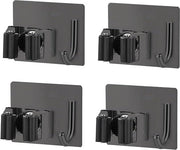 4 supporti per spazzola con ganci, supporto per spazzola murale adesivo, supporto per spazzola murale senza forare, supporto per spazzola per attrezzi da giardino, per cucina e bagno (nero)