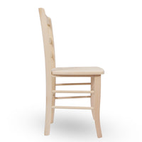 Sedia modello Loris in legno grezzo da verniciare con seduta massello