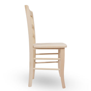 Sedia modello Loris in legno grezzo da verniciare con seduta massello