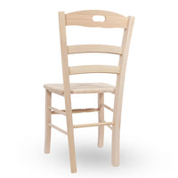 Sedia modello Loris in legno grezzo da verniciare con seduta massello