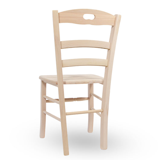 Sedia modello Loris in legno grezzo da verniciare con seduta massello