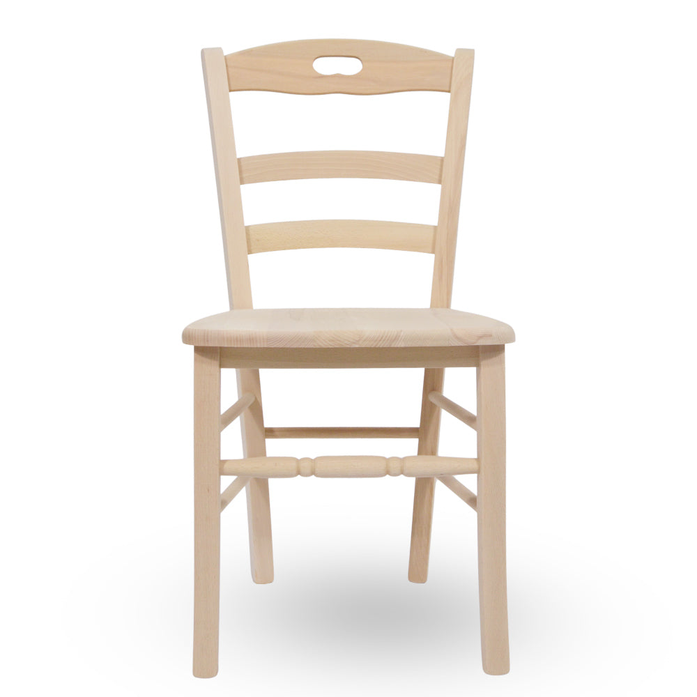 Sedia modello Loris in legno grezzo da verniciare con seduta massello