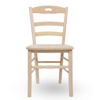 Sedia modello Loris in legno grezzo da verniciare con seduta massello