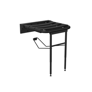 Sedile per doccia ribaltabile con rinforzo a terra, nero opaco