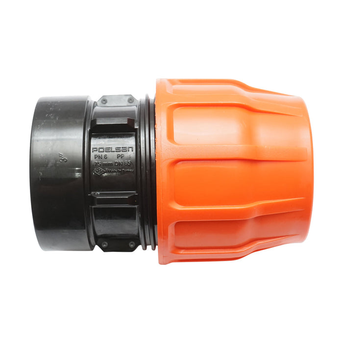 Adattatore Layflat con olandese D75x75mm con filettatura interna, PN6 Poelsan.