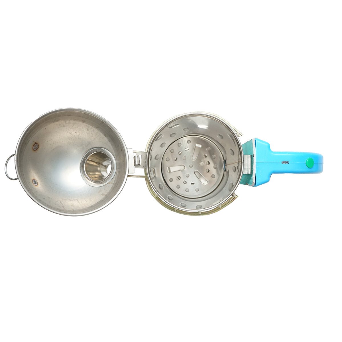 Affumicatore elettrico in acciaio inox con cilindro di protezione termica, ricarica USB 190 mm