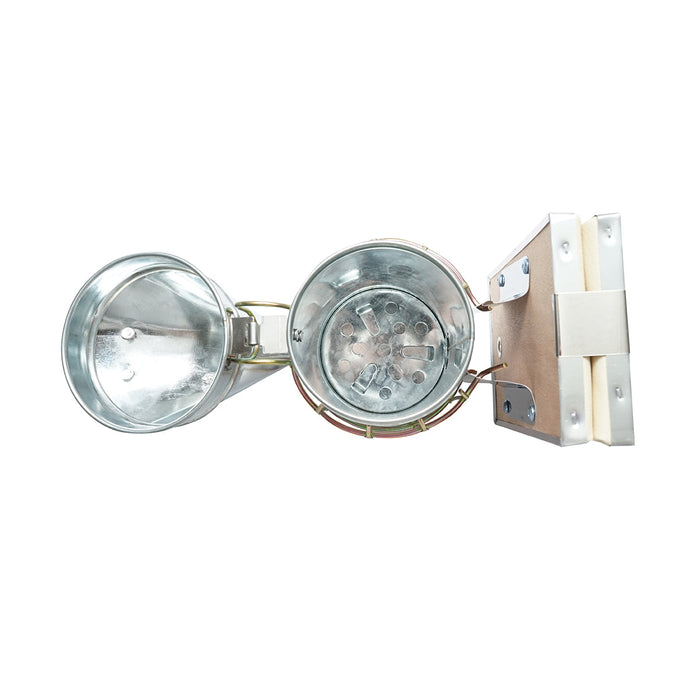 Affumicatore per api in acciaio galvanizzato con cilindro, scudo termico e soffietto in pelle, 190 mm