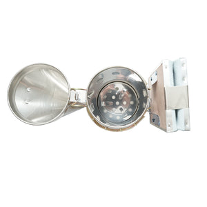 Affumicatore per api in acciaio inox con cilindro, scudo termico e soffietto in pelle, 190 mm.