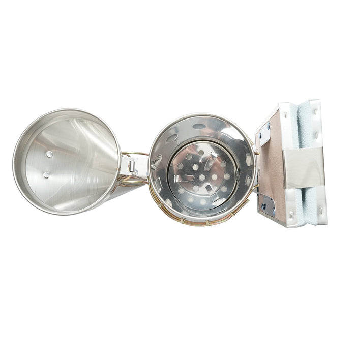 Affumicatore per api in acciaio inox con cilindro, scudo termico e soffietto in pelle, 190 mm.