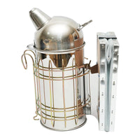 Alveare Fumatore Attrezzature Apicoltura Affumicatore per api in acciaio inox con Cilindro Con Scudo Termico e soffietto in pelle, 250 mm