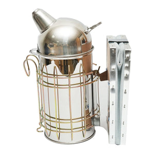 Alveare Fumatore Attrezzature Apicoltura Affumicatore per api in acciaio inox con Cilindro Con Scudo Termico e soffietto in pelle, 250 mm