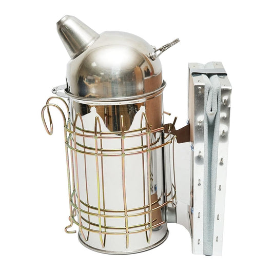 Alveare Fumatore Attrezzature Apicoltura Affumicatore per api in acciaio inox con Cilindro Con Scudo Termico e soffietto in pelle, 250 mm