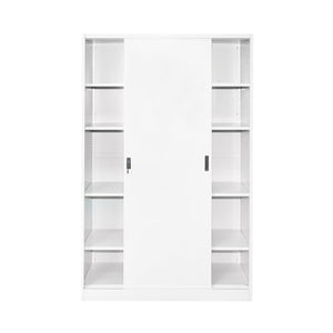 Armadio metallico 1900x1200x450mm con 2 ante scorrevoli sicure, 4 ripiani, max 50kg/ripiano, grigio Breckner Germany