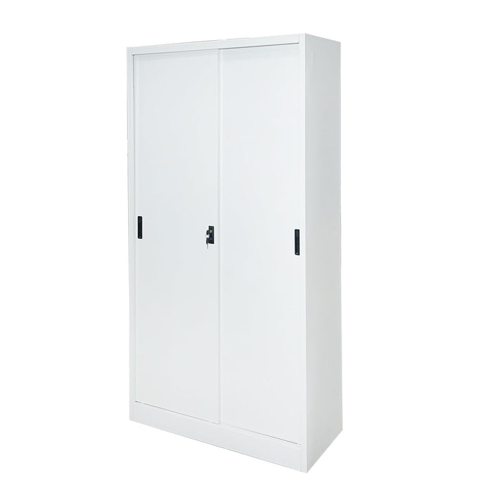 Armadio metallico con 2 ante scorrevoli sicure e 4 ripiani 1900x900x400mm.