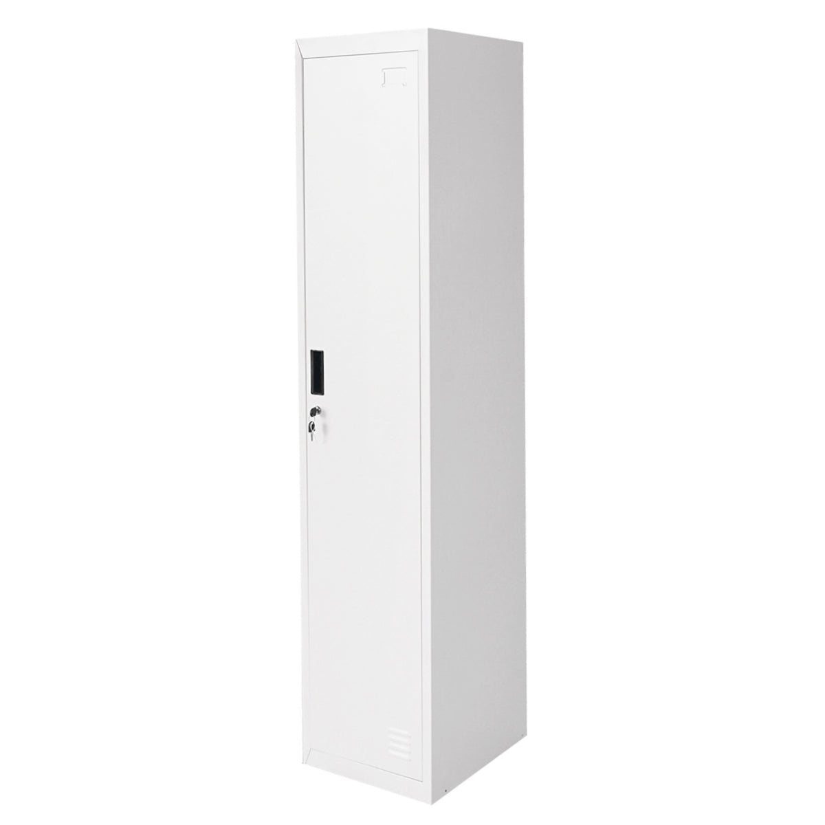 Armadio metallico doppio tipo spogliatoio 1800x450x380mm con anta sicura, 2 ripiani, barra, specchio e ventilazione, grigio Breckner Germany.