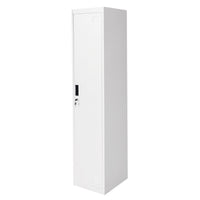 Armadio metallico doppio tipo spogliatoio 1800x450x380mm con anta sicura, 2 ripiani, barra, specchio e ventilazione, grigio Breckner Germany.