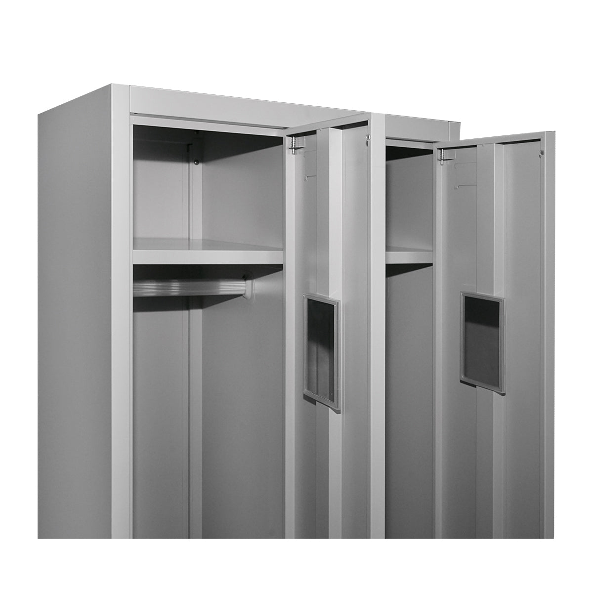Armadio metallico doppio tipo spogliatoio 1800x600x450mm con 2 ante sicure, ripiano e barra, grigio Breckner Germany