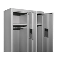Armadio metallico doppio tipo spogliatoio 1800x600x450mm con 2 ante sicure, ripiano e barra, grigio Breckner Germany