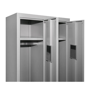Armadio metallico doppio tipo spogliatoio 1800x600x450mm con 2 ante sicure, ripiano e barra, grigio Breckner Germany