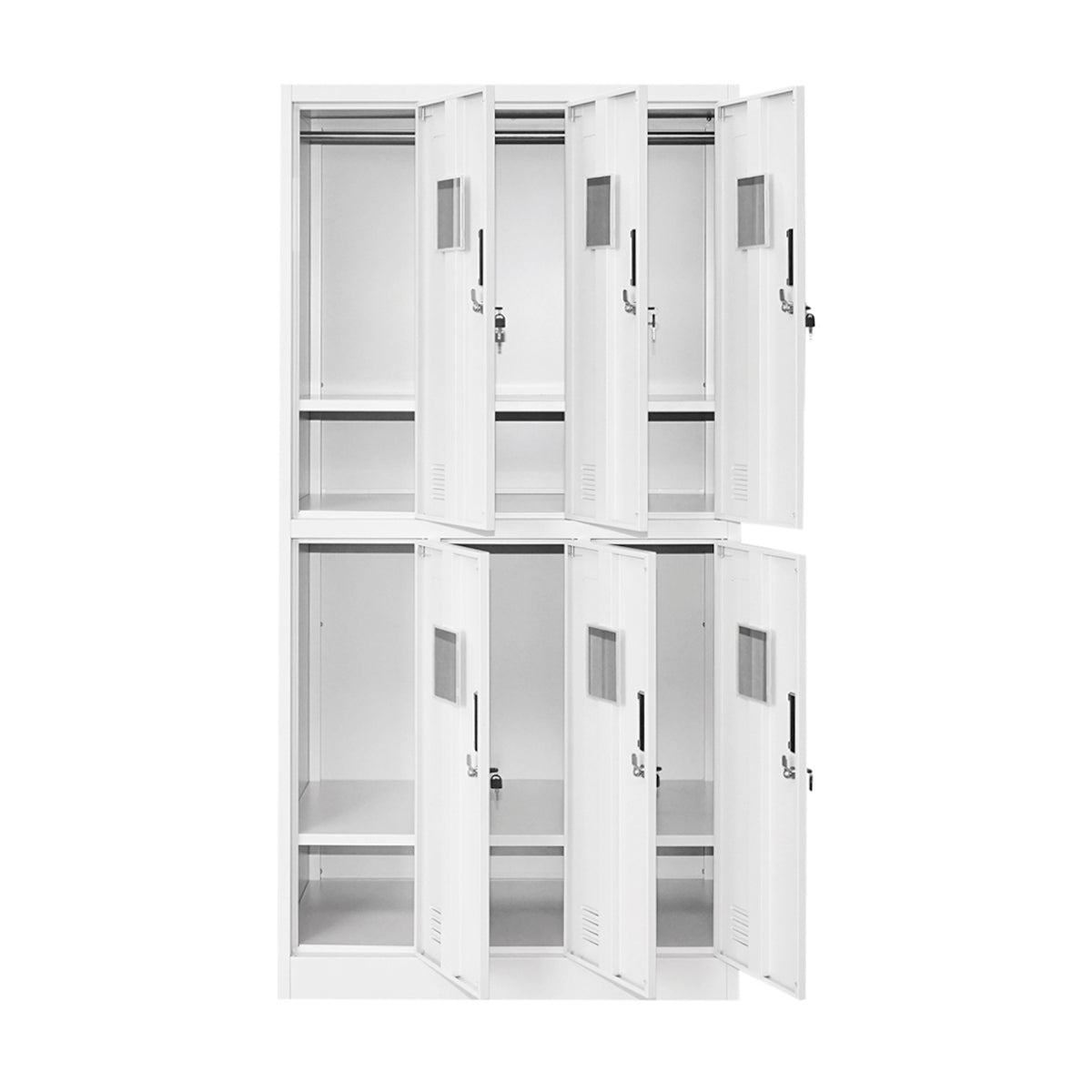 Armadio metallico tipo spogliatoio con scomparti 1800x900x450mm 3x2 con 6 ante sicure, grigio Breckner Germany