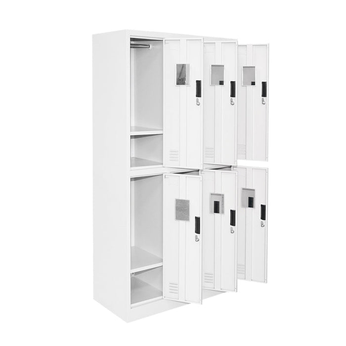 Armadio metallico tipo spogliatoio con scomparti 1800x900x450mm 3x2 con 6 ante sicure, grigio Breckner Germany