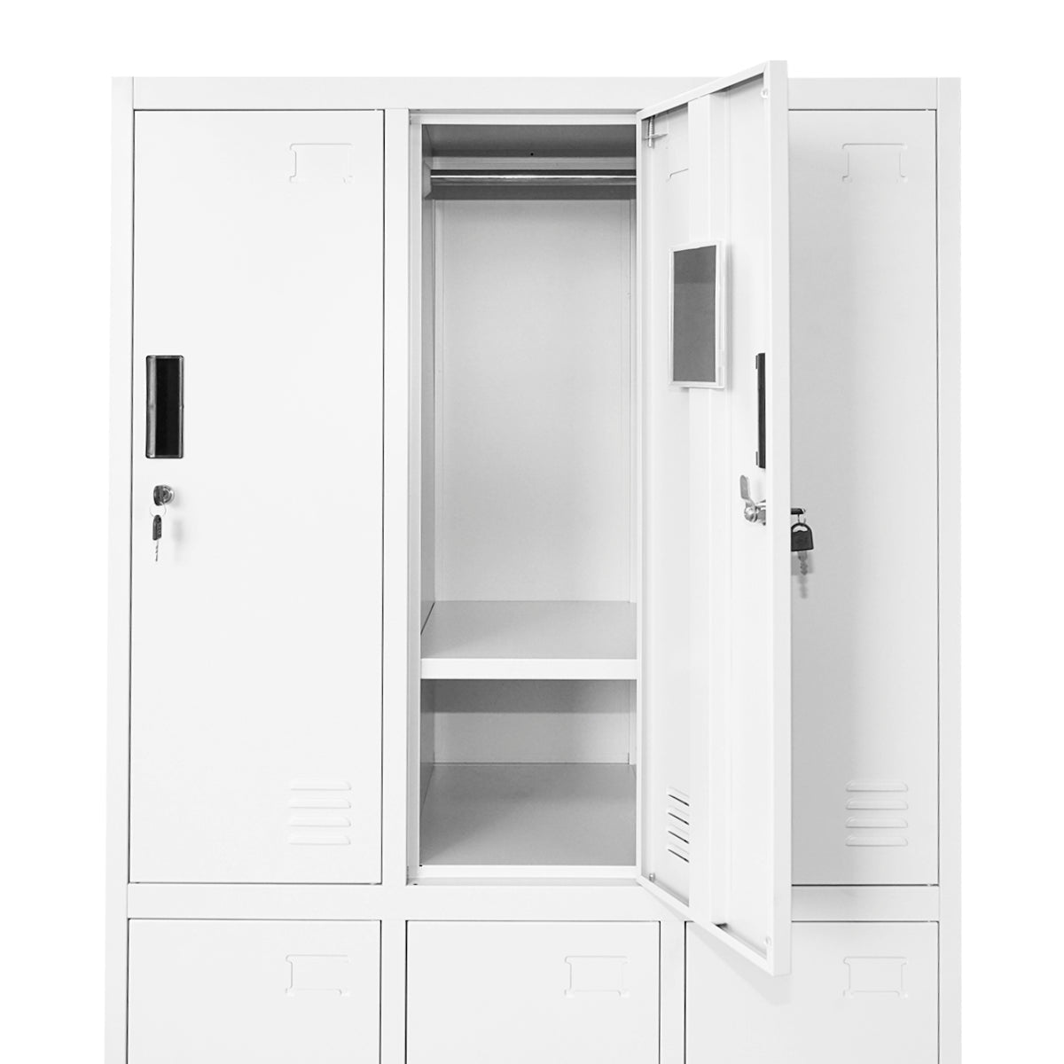 Armadio metallico tipo spogliatoio con scomparti 1800x900x450mm 3x2 con 6 ante sicure, grigio Breckner Germany