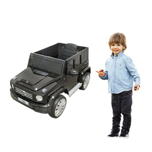Auto elettrica con batteria 6V/7Ah e telecomando per bambini Mercedes G500 JJ2077 nera con sedile in pelle
