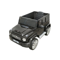 Auto elettrica con batteria 6V/7Ah e telecomando per bambini Mercedes G500 JJ2077 nera con sedile in pelle