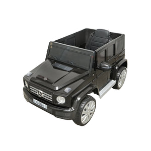 Auto elettrica con batteria 6V/7Ah e telecomando per bambini Mercedes G500 JJ2077 nera con sedile in pelle