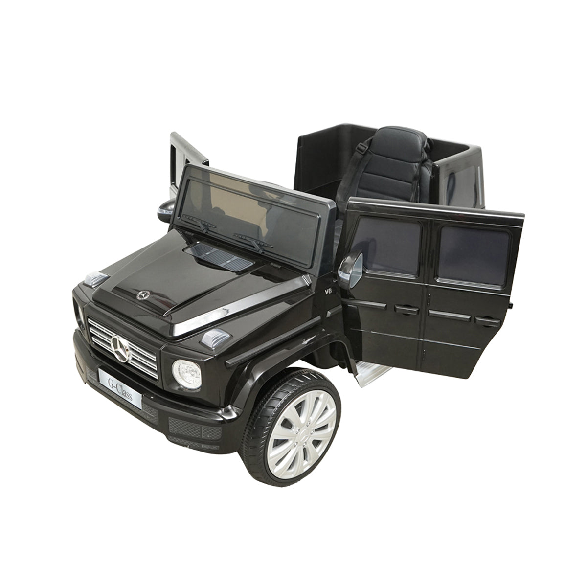 Auto elettrica con batteria 6V/7Ah e telecomando per bambini Mercedes G500 JJ2077 nera con sedile in pelle