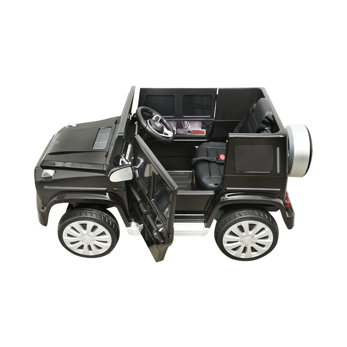 Auto elettrica con batteria 6V/7Ah e telecomando per bambini Mercedes G500 JJ2077 nera con sedile in pelle
