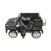 Auto elettrica con batteria 6V/7Ah e telecomando per bambini Mercedes G500 JJ2077 nera con sedile in pelle