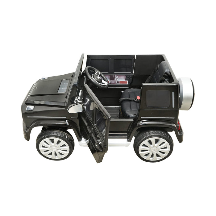 Auto elettrica con batteria 6V/7Ah e telecomando per bambini Mercedes G500 JJ2077 nera con sedile in pelle