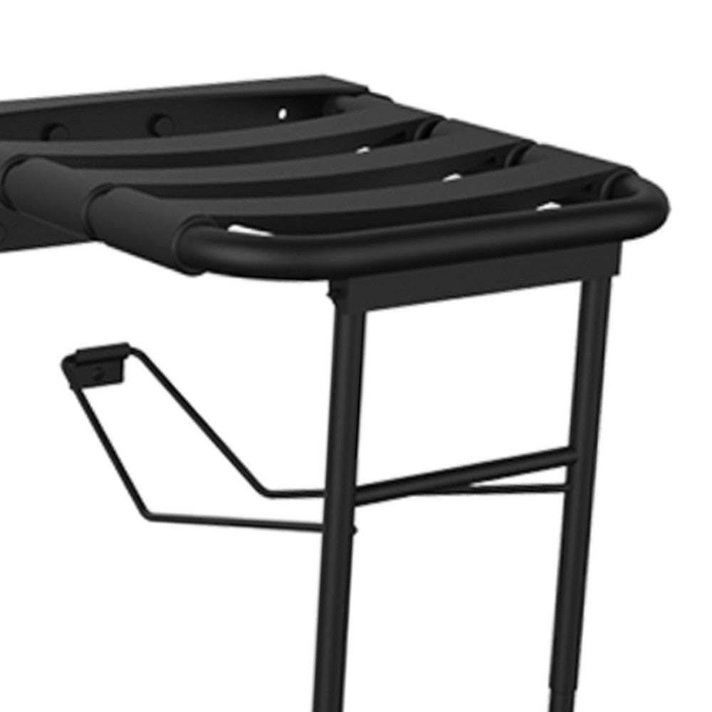 Sedile per doccia ribaltabile con rinforzo a terra, nero opaco