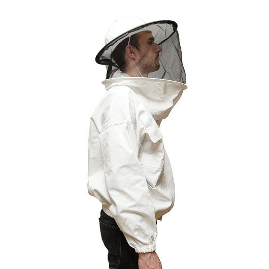 Camicetta apicola bianca con maschera protettiva, taglia L