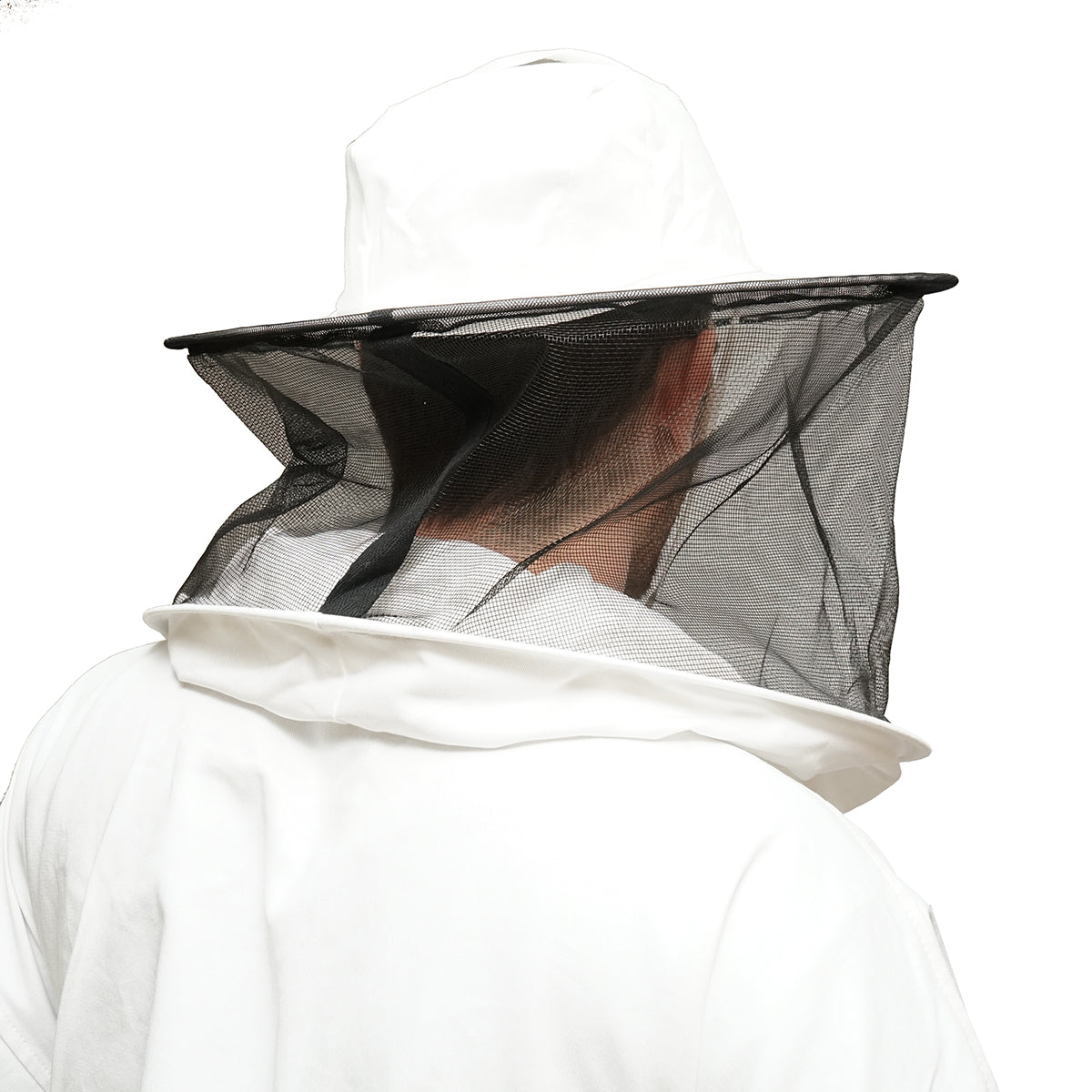 Camicetta apicola bianca con maschera protettiva, taglia L