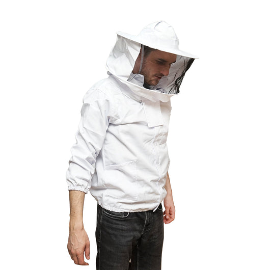 Camicetta apicola bianca con maschera protettiva, taglia XXL