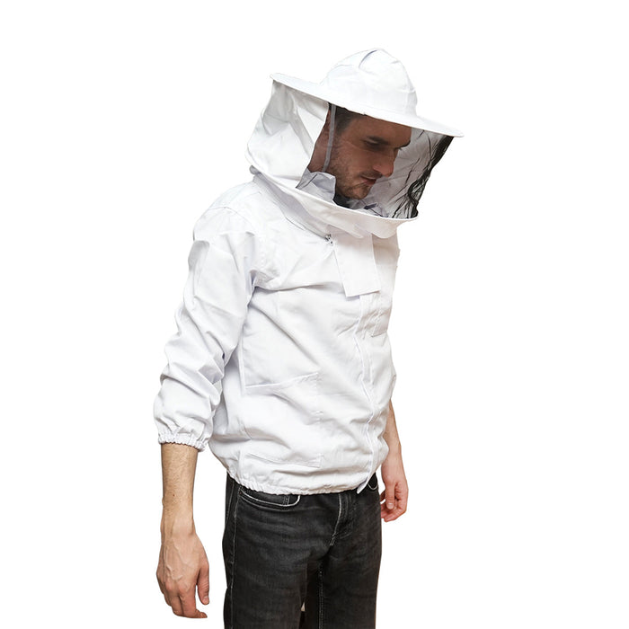 Camicetta apicola bianca con maschera protettiva, taglia XXL