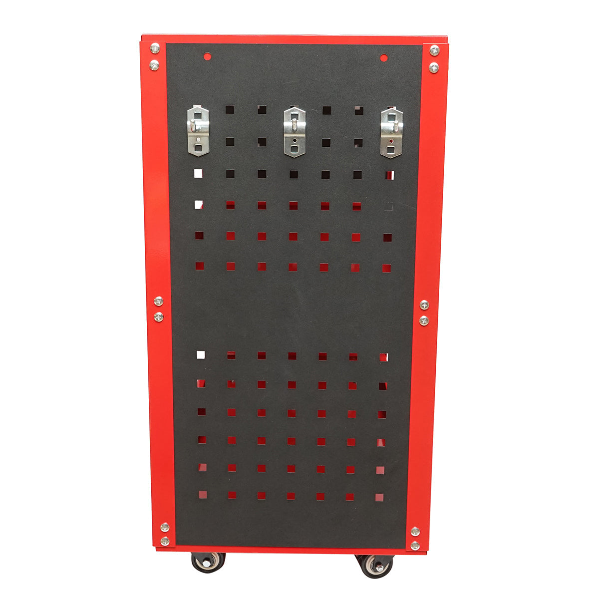 Carrello metallico su ruote con 3 ripiani e supporti per attrezzi 670x370x730mm