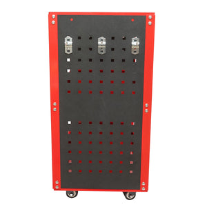 Carrello metallico su ruote con 3 ripiani e supporti per attrezzi 670x370x730mm