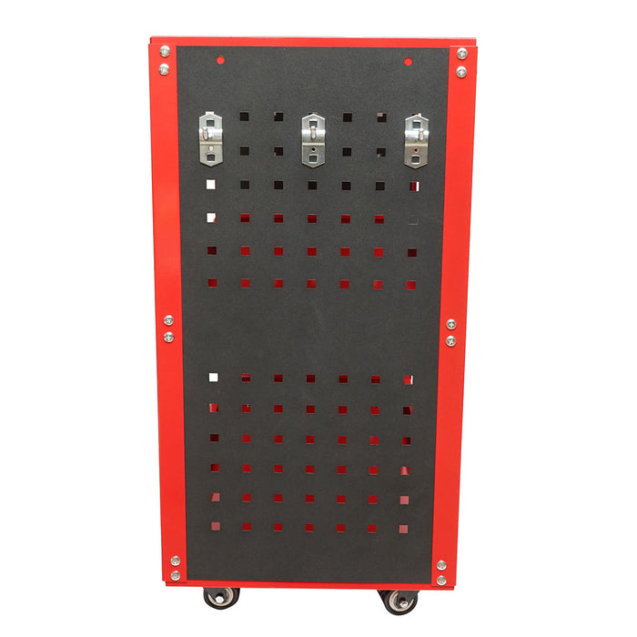 Carrello metallico su ruote con 3 ripiani e supporti per attrezzi 670x370x730mm