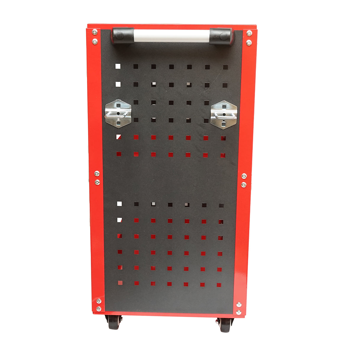 Carrello metallico su ruote con 3 ripiani e supporti per attrezzi 670x370x730mm