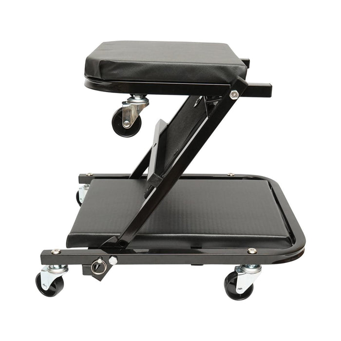 Carrello/Sedile Pieghevole per Officina 2 in 1 con Ruote Girevoli